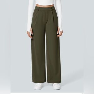 Halara Flex DayStretch High Waisted Pocket Straight Leg Work Pants - Forest